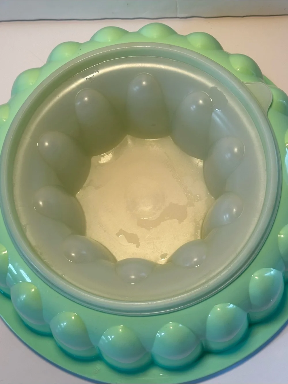 Vintage Green Molded Glass Bowl - Mint Green 1970 Preowned